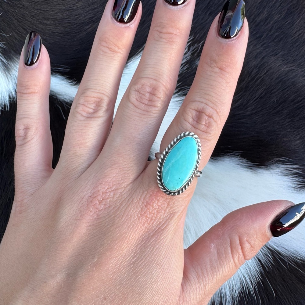 Native made Kingman turquoise adjustable ring